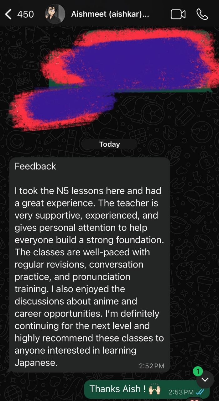 Student feedback about N5 lessons and supportive teaching